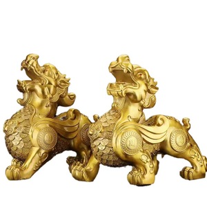 พิกเซียะทองแดงคู่พร้อมพิมพ์ลายนูนลวดลายโบราณตกแต่งบ้านตามสั่งของขวัญงานฝีมือโลหะฮวงจุ้ย - Product Image 5