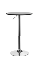 Table de bar ronde moderne en MDF à hauteur réglable avec pieds en métal chromé, mobilier commercial personnalisable en couleur