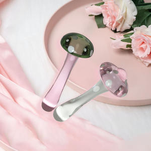 Pink Mushroom Shape Glass Anal Butt Plug For Adult - Product Image 4