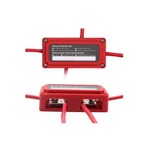 Barras colectoras de alta resistencia 300A con 4 pernos de conexión M8-Bloques de conexión de batería 12V - 48V con cubierta roja para batería marina - Product Image 2