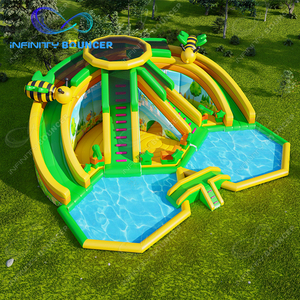 Thương mại khổng lồ trượt nước sân sau Inflatable trượt nước ngoài trời đôi Lane Vàng trượt với hồ bơi - Product Image 1