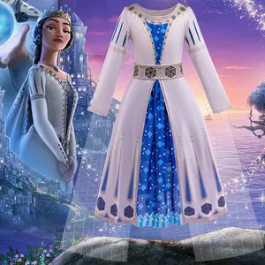 Vestido de princesa Wish Asha para niñas, trajes de Cosplay a la venta con accesorios de cinturón para niños, vestido en fiesta de Navidad