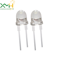 LED de 8mm Súper Brillante Rojo de 25 Grados y 0.5W, Componentes de Lámpara LED de Alta Calidad, Cabeza de Bala, Soporte Grande, Certificado RoHS