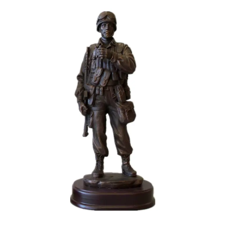 Estatua de Soldado de Bronce de poliresina, figura de escultura