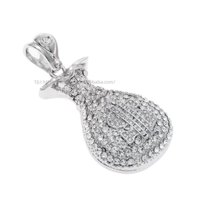 Collier hip-hop ancien pour homme avec pendentif sac de dollars et accessoire pièce de monnaie - Product Image 3