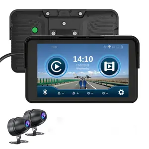 7 Inch Motorfiets Carplay & Android Auto Gps Navigatie En Motorfiets Dvr Videorecorder Met Twee Hd Camera Karadar Mt7001