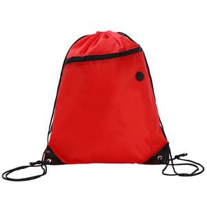Wholesale 210D Polyester <b>Backpack</b> Bag Custom Logo <b>Drawstring</b> Sports Gym Storage With Zipper for Shopping - Product Image 4