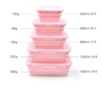 Boîte à lunch écologique en silicone anti-fuite pour enfants, 4 pièces, de qualité alimentaire, empilable, bento portable, anti-fuite, pliable