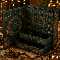 Boîte de calendrier de l'avent de Noël personnalisée, emballage de luxe pour 24 jours de compte à rebours, pour cadeaux, chocolat, soins de la peau
