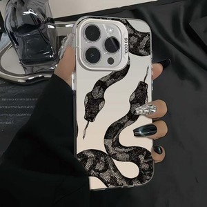 Custodia per telefono con grafica serpente per <span class=keywords><strong>iPhone</strong></span> 17 16 15 14 13 12 <span class=keywords><strong>11</strong></span> <span class=keywords><strong>Pro</strong></span> <span class=keywords><strong>Max</strong></span> <span class=keywords><strong>Cover</strong></span> Laser multicolore nero opaco in metallo Aurora - Product Image 6