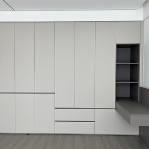 Meilleure vente 2025 : Grande armoire de chambre à coucher écologique personnalisée à portes segmentées, avec tête de lit et coiffeuse, pour hôtels et appartements - Product Image 6