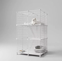 Cage pour chat et parc pour animaux de compagnie en fil de fer, écologique, carrée, pliable, de luxe, style antique, moderne et classique, avec fermeture à bouton simple, échelle et plateau