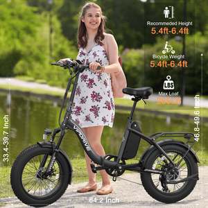 Stock en entrepôt aux États-Unis 48V 13AH 500W 20 pouces gros pneu pliant adultes vélo électrique multi-mode cyclomoteur pas cher ville pliable montagne - Product Image 6