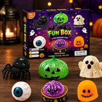 Calendrier de l'Avent Squishy Halloween : Jouet anti-stress en forme de pain de maltose en TPR, Ornement à presser, Cadeau de fêtes