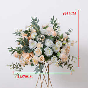 FB002 Venta al por Mayor de Fábrica, Bola de Tela Verde con Flores y Hojas Verdes, Centros de Mesa para Decoración de Bodas - Product Image 3