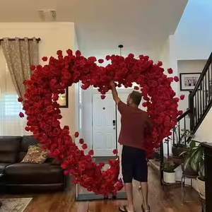 Y-HFA043 Offre Spéciale mariage rose coeur fleur arc panneau personnalisé coeur fleur arc toile de fond coeur artificiel fleur arc soie décor - Product Image 1