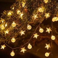 Guirlande lumineuse LED rechargeable en forme de lune et d'étoiles, fil de cuivre, alimentée par piles, pour chambre à coucher, cadeau d'anniversaire pour enfants, décoration de Noël
