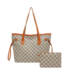 Fashion Checkerboard Tote Bag Set <b>Large</b> Capacity Ladies Shoulder Bag Casual Composite Shopping Handbag With Small <b>Purse</b> - Product Image 5