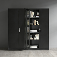 Armoire de classement de bureau moderne en acier noir avec rangement sécurisé pour documents, idéale pour la maison, le bureau, l'école et l'atelier