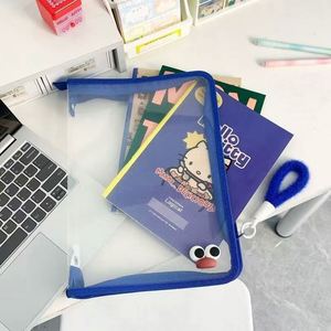 <b>A5</b> Pvc Transparent Zippered Portable <b>Folder</b> Large Capacity Class Commute Handbag Clear Plastic Document Bag - Product Image 3