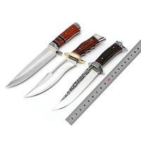 Couteau de chasse et de survie à lame fixe Full Tang, acier inoxydable 3Cr13, lame polie à pointe tombante, manche en bois, personnalisable DIY