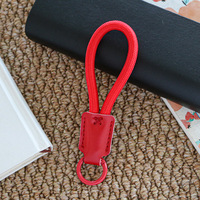 Cordon de poignet multicolore en nylon tressé avec languette en similicuir cousue et mini porte-clés en métal coloré, accessoire de sac pour clés