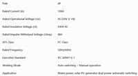 Commutateur de transfert automatique ATS 100AE/4P de qualité PC, double alimentation AC220V, pour énergie solaire et réseau municipal