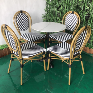 <span class=keywords><strong>Chaise</strong></span> d'extérieur empilable en <span class=keywords><strong>rotin</strong></span> PE imperméable, style français, pour patio, villa, jardin, café, restaurant en plein air - Product Image 5