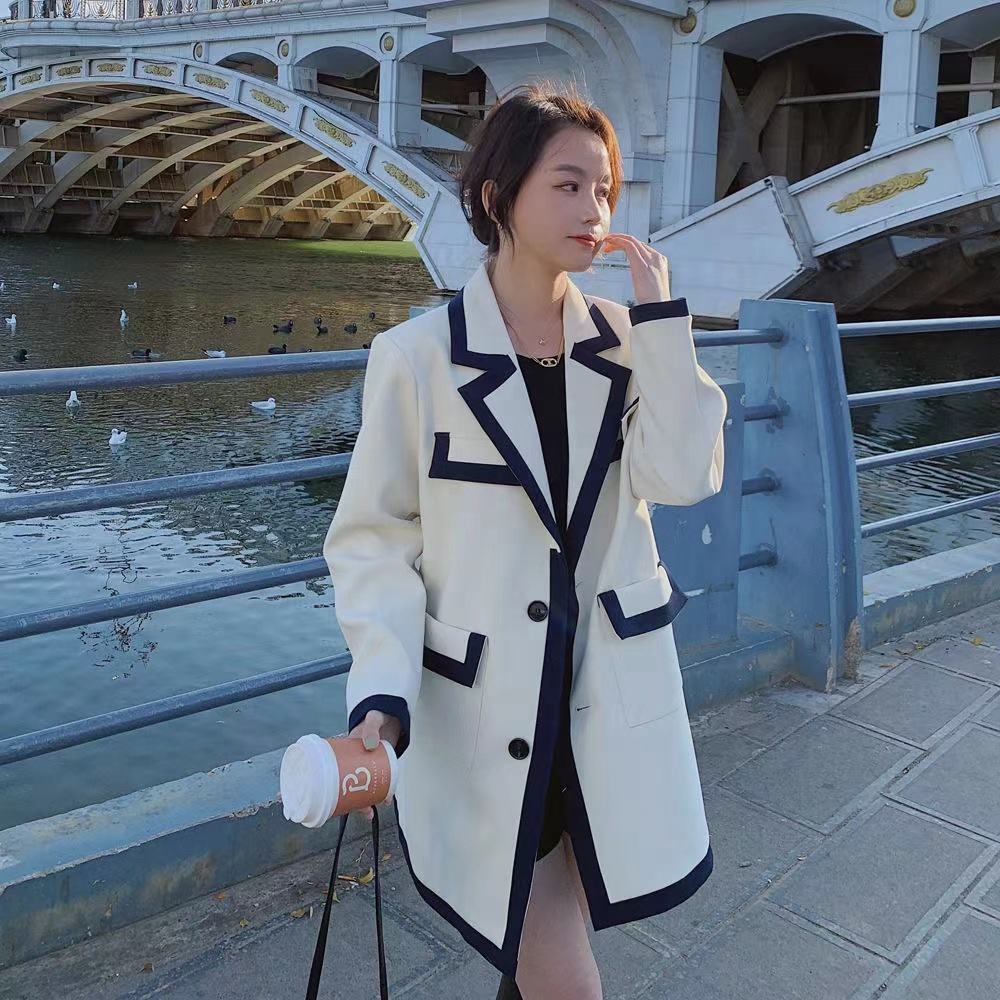 OUDINA Trendy Female Elegant White Casual Ladies Jackets Solid