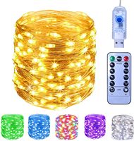 Guirlande de lumières Led en fil de cuivre Guirlande lumineuse USB enfichable avec télécommande