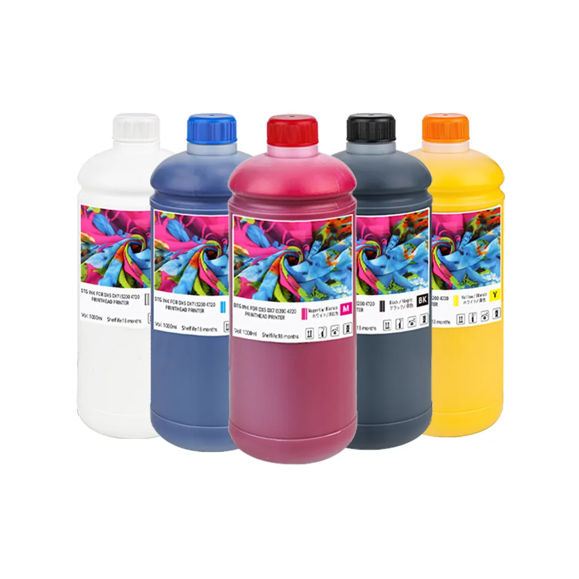 Winnerjet Hot Sale 5 Colors 1000ml Textile Ink Dtg Ink For I3200 4720 Xp600 L800 L805 L1800 R290 4800 Dx5 Dx7 Dtg Printer