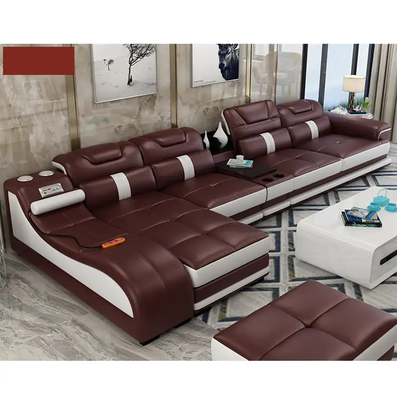 De lujo en forma de l seccional sofá moderno conjunto de diseños de muebles de la Sala