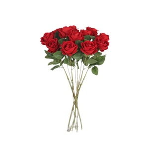 Jessie Roses artificielles en velours rouge 7 pièces Décorations murales de mariage Décoration pour le festival Qixi - Product Image 5