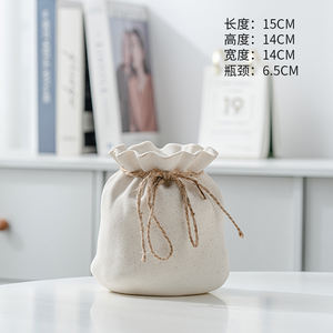 Jarrón de Cerámica Nórdico Moderno en Forma de Saco, Ecológico, Hecho a Mano, Decoración para Mesa de Salón, Hogar, con Cuerda para Flores Artificiales - Product Image 4