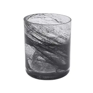 New 10oz hand painting black glass candle jars supplier