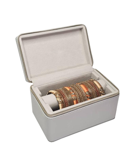 Luxury birthday gift pu leather custom silver jewelry holder organizer watch box rectangle bracelet box with logo