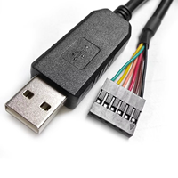 Cable convertidor serial USB TTL UART de 3.3V con chip FT232RL, conector de PVC con extremos pelados para descarga de programas flash en computadoras