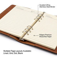 Carnet à anneaux A5 personnalisé avec logo, agenda en cuir PU personnalisé à feuilles mobiles avec porte-stylo pour cadeau d'entreprise