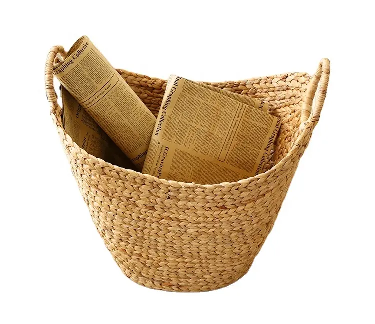 Cesta de palha de páscoa para artesanato, cesta com pendurar em rattan para lavanderia, armário, cesto de água, hiacinth