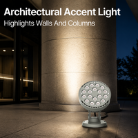 Projecteur LED RGBW 36W IP65 étanche en aluminium rond DC24V avec support réglable pour colonnes de bâtiments et ponts