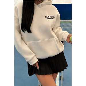 Sweat-shirt à capuche blanc pour femme avec imprimé New York - Product Image 4