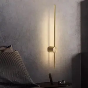 Современный настенный светильник в скандинавском стиле со светодиодной подсветкой, латунный светильник для дома, отеля, спальни, прикроватной ванной комнаты, в коридоре, латунный золотой длинный светильник