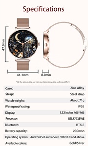 2025 Phụ Nữ Mới Thông Minh Đồng Hồ Nx21 1.32 ''Amoled Bt Cuộc Gọi Thiết Kế Mỏng 8.1Mm IP68 Không Thấm Nước - Product Image 6