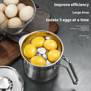 Trứng tách nồi + tách + nắp đặt 304 thép không gỉ trứng trắng tách hộ gia đình công cụ nướng kim loại thùng trứng tách - Product Image 3