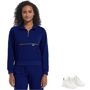 Diseño de moda de manga larga tela elástica mujeres Scrubs conjuntos de uniformes enfermera quirúrgica Scrub trajes médico Hospital uniforme - Product Image 1
