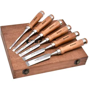 Ahşap saplı keskiler farklı boyutlarda alaşımlı çelik bıçak ile ağaç İşleme araçları için hediye için Set