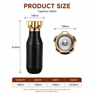 Bouteille d'eau isotherme portable en acier inoxydable de qualité supérieure de 500 ml, forme balle, avec couvercle couronne dorée, personnalisable avec logo, idéale comme cadeau - Product Image 3