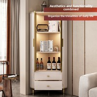 Meuble d'angle de salon haut de gamme en bois, moderne et écologique, avec casier à vin triangulaire en forme d'éventail, grand rangement, allure luxueuse