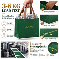 Sac en papier vert personnalisé avec poignée en ruban tissé, logo en feuille d'or, sac de luxe pour le commerce de détail, les mariages et l'emballage de cadeaux