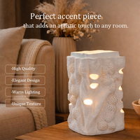 Lampe de table en céramique faite à la main avec texture corail originale, design ajouré unique, lampe sculpture d'art moderne, alimentation LED AC